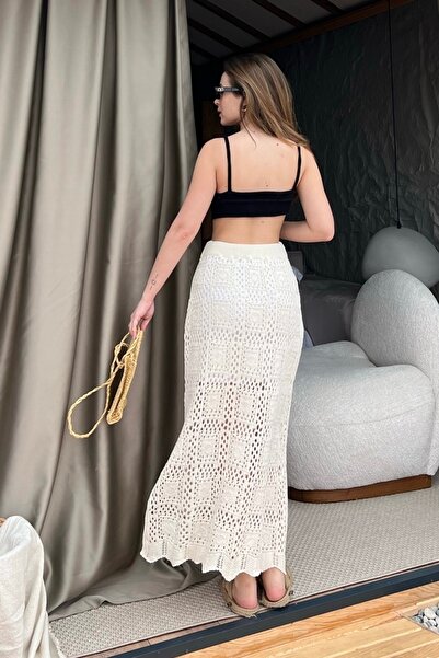 Bianco Lucci Women's Openwork Patterned Knitwear Skirt60161007