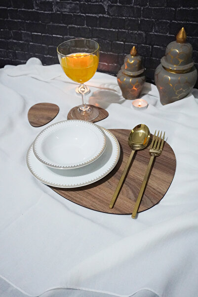 markcat 6+6 Pieces Wooden American Serving Plate and Coasters