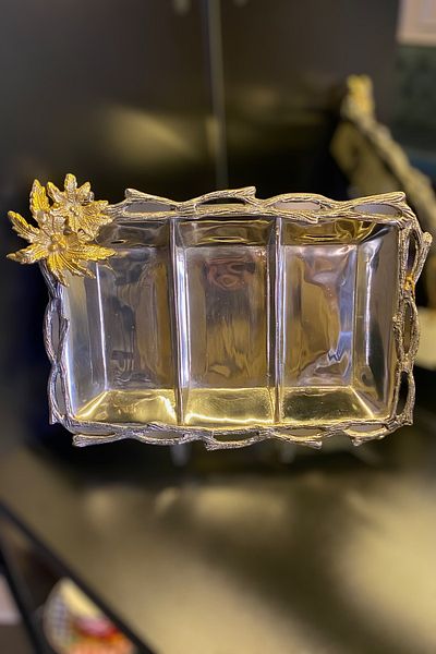 LAMEDORE Silver Gold Detailed Snack Bowl