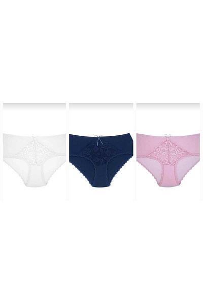 Zena 5-Pack Cotton High Waist Plus Size Panties with Lace Detail in the Middle