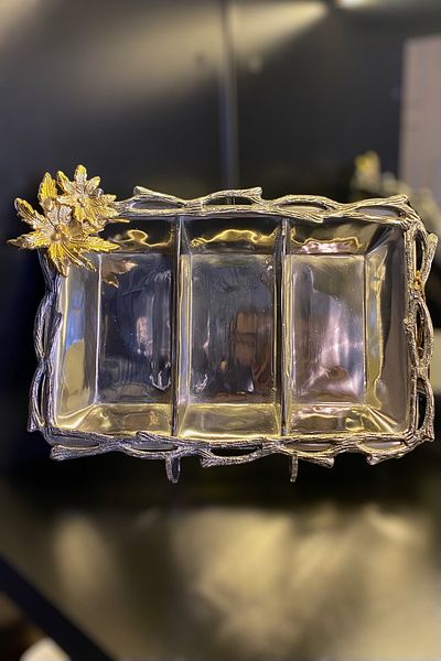 LAMEDORE Silver Gold Detailed Snack Bowl