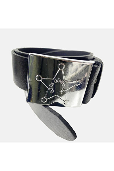 Lyroni Hakiki Manda Deri Özel Güvenlik Erkek Pantolon Kemeri Siyah Özel Güvenlik Yazılı Tokalı en 4cm