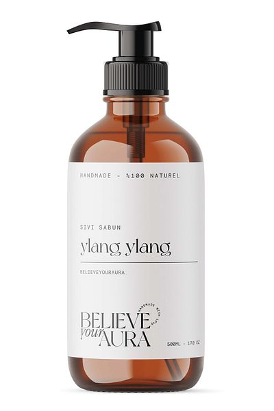 Believe Your Aura Ylang Ylang Oil Hand and Skin Liquid Soap - Vitamin E Aloe Vera Shea Butter - 500 ml