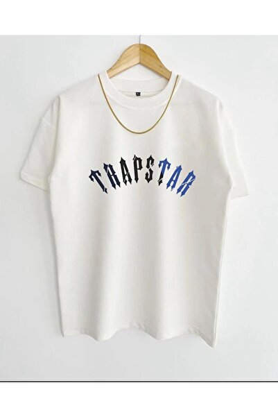 ORLONTEX Erkek Beyaz Trapstar Baskılı Oversize T-shirt