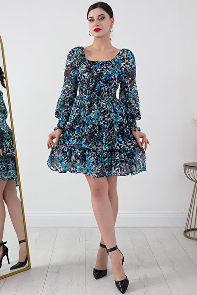 PULLIMM Квітчасте багатошарове шифонове плаття 793-2831-2