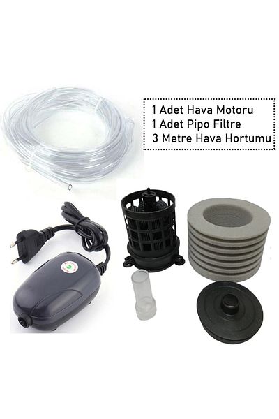 Atılım Akvaryum Hamburg Pipe, Air Motor and Air Hose Set