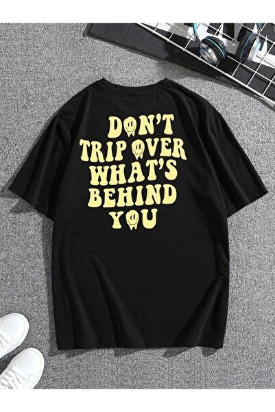 ORLONTEX Unisex Black Don't Trip cu imprimeu supradimensionat tricou