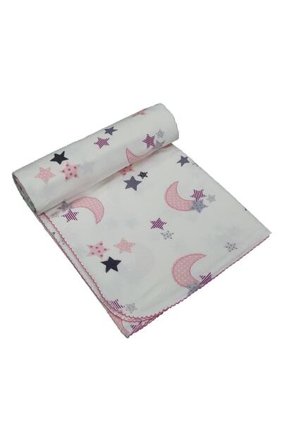 Dp Home بطانية أطفال من الفلانيل بنمط القمر والنجمة باللون الوردي