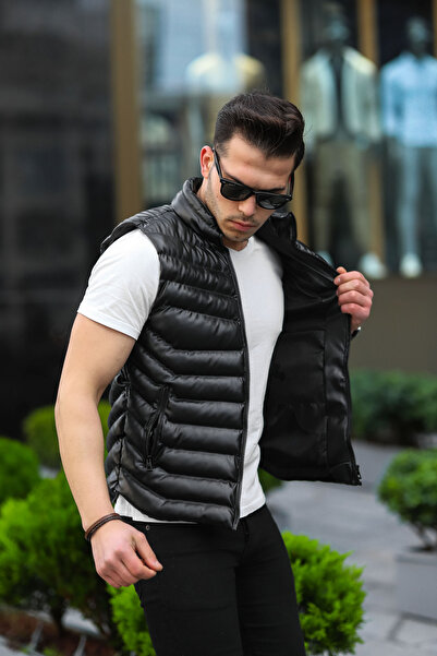 Boymen Чоловічий чорний шкіряний жилет