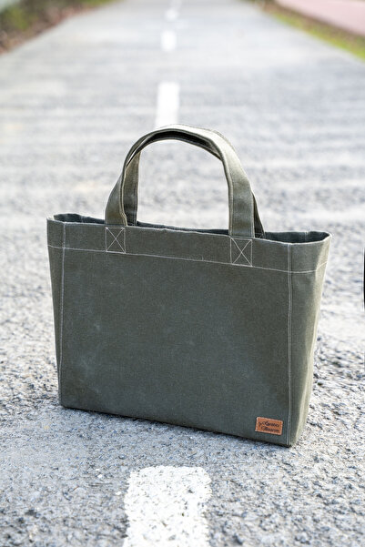 Ju Yaratıcı Tasarım Waxed Canvas Bag Khaki Color