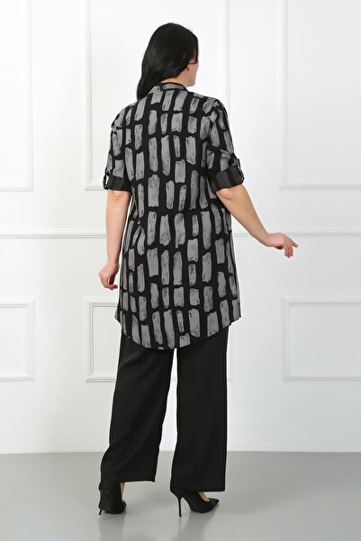 By Alba Collection Women's Black Cotton Viscose Large Size Tunic