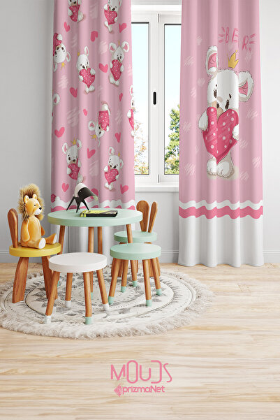 Moud's Рожева штора з малюнком ведмедика для дитячої та немовлячої кімнати, з...