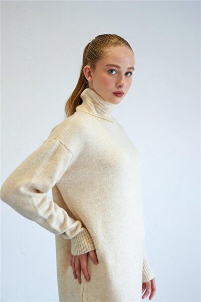 Nisan Kadın Balıkçı Yaka Triko Elbise Taş