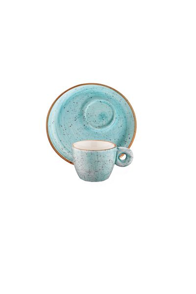 İkram Dünyası Aura Aqua Espresso Cup and Plate 3 Pieces