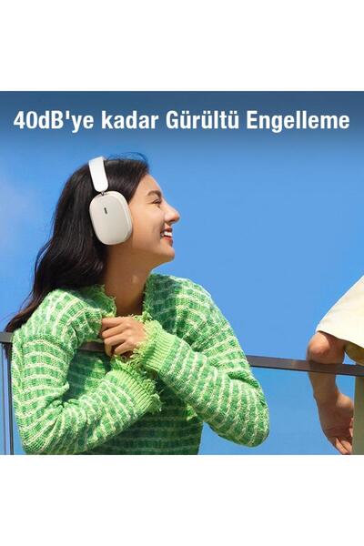 Baseus Bt5.2v Hybrid Anc 45db Gürültü Engelleyici Kafaüstü Mikrofonlu Kulaklık, 800mah Bataryalı