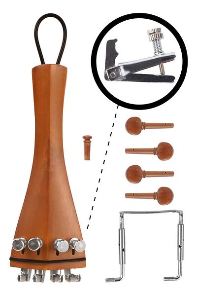 Midex Vca Pack-2 Set - Coffee Colored Boxwood Violin Accessory Set, Chinrest Tail Auger Fix Tail Pin