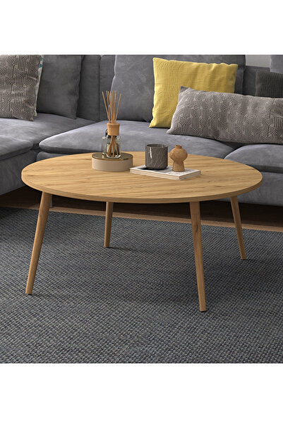 Monte Sehpa Yuvarlak Orta Sehpa Meşe