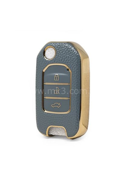 bigkey Honda Civic, Crv 2016+ Gray 3 Button Leather Key Control Case - Switchblade