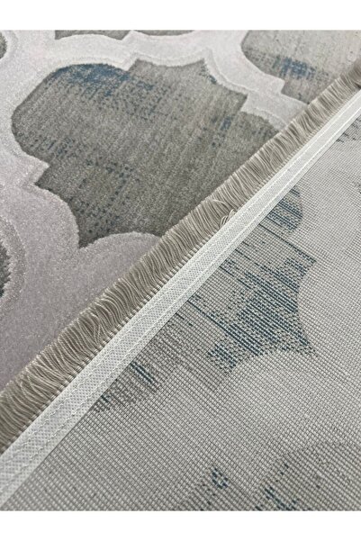 Pierre Cardin Marseille ML17C Mavi Gri Saçaklı Akrilik Premium Halı 160 x 230