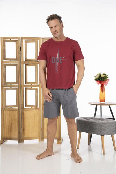 Estiva Men's Short Sleeve Shorts Summer Combed Cotton Pajamas Set