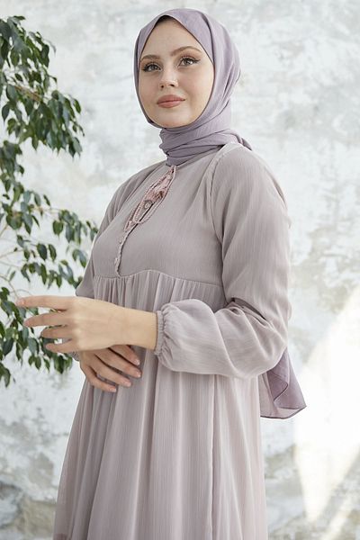 InStyle Φόρεμα Yoryo Chiffon με κορδόνια - Πούδρα
