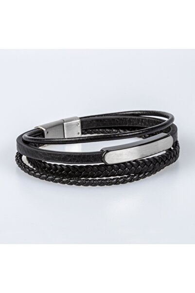 Halley Concept Genuine Leather Stainless Steel Men's Bracelet