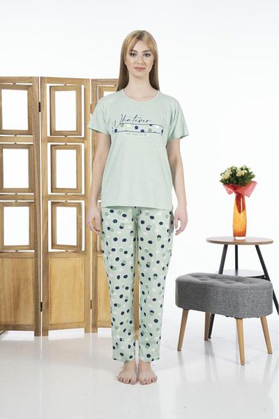 Estiva Women's Whatever Written Short Sleeve Summer Combed Cotton Pajamas Set