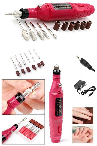 teknotrust Electric Nail Manicure Care Pen Sanding Polisher Machine 6 Heads Nail Beauty Set Oj