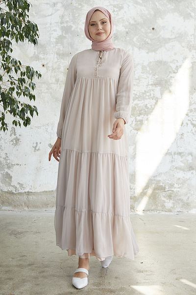 InStyle فستان يوريو شيفون برباط على الياقة - وردي فاتح