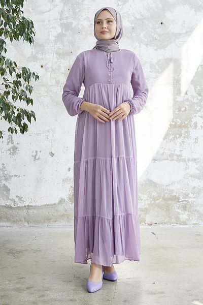 InStyle Φόρεμα Yoryo Chiffon με κορδόνια - Λιλά