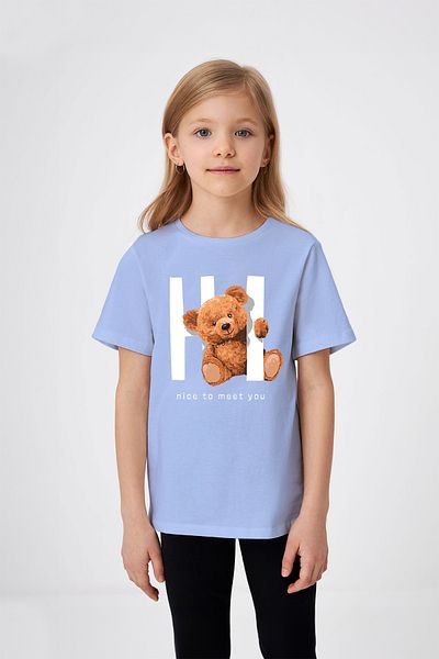 ADABEBEK Γεια σας! Λεπτομερές Teddy Bear εμπριμέ μπλουζάκι για κορίτσια