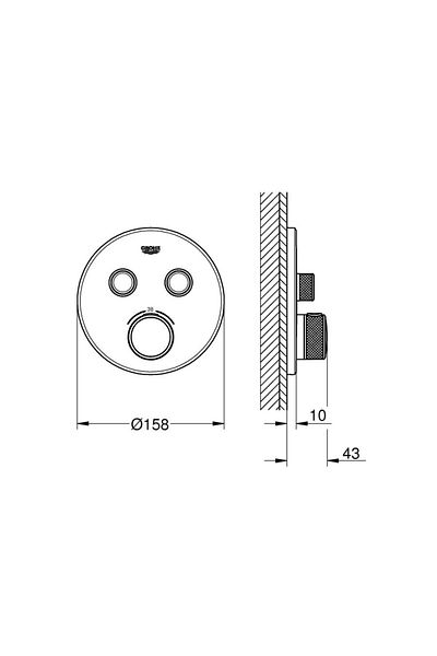 Grohe Grohtherm Smartcontrol Double Valve Flow Controlled, Built-in Thermostatic Shower Faucet - 29119D