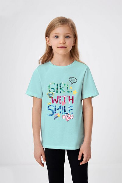 ADABEBEK Smiling Girl εμπριμέ για κορίτσι T-shirt με λεπτομέρεια από χάντρες
