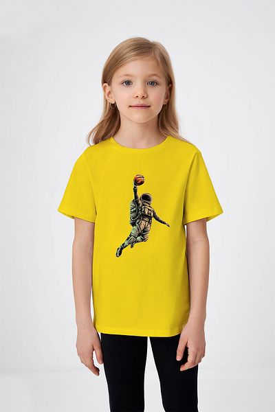 ADABEBEK Basketball Astronaut Patterned Girl's T-Shirt