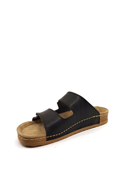 ARYAN 20-971 Μαύρες γυναικείες καλοκαιρινές παντόφλες διπλό Velcro