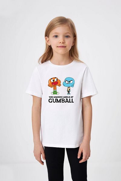 ADABEBEK Tricou pentru fetiță cu imprimeu Amazing World of Gumball și Darwin