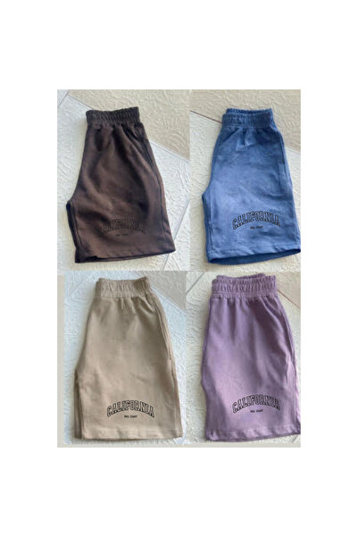 ANSECO STUDİO حزمة من 4 شورت كاليفورنيا منقوش بني-ليلا-بيج-أزرق اللون