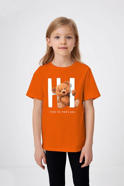 ADABEBEK Γεια σας! Λεπτομερές Teddy Bear εμπριμέ μπλουζάκι για κορίτσια