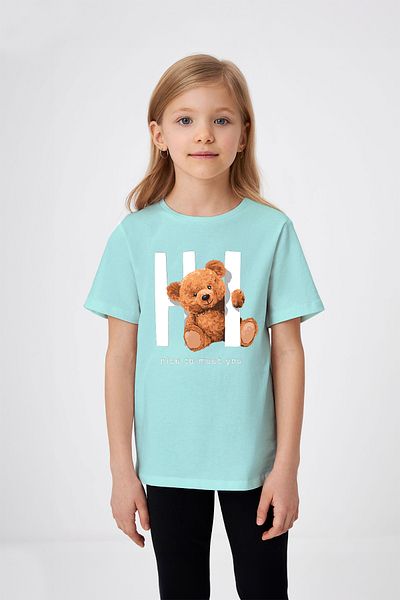 ADABEBEK Γεια σας! Λεπτομερές Teddy Bear εμπριμέ μπλουζάκι για κορίτσια