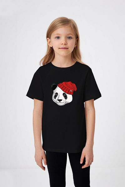 ADABEBEK Tricou pentru fetiță cu imprimeu panda cu fața zâmbitoare