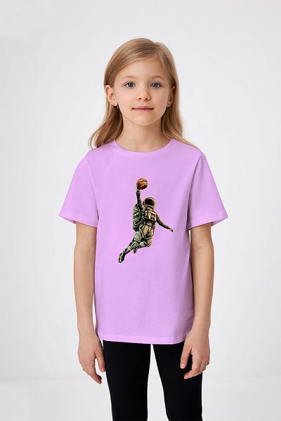 ADABEBEK Tricou pentru fetiță cu model astronaut de baschet