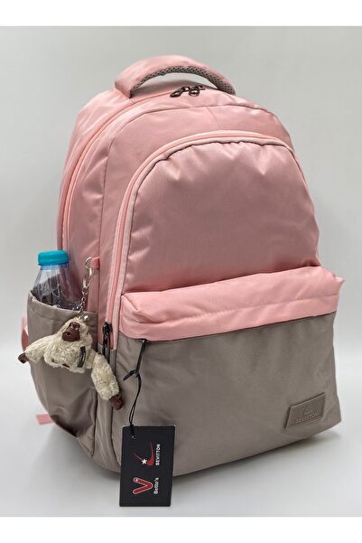 Bevitton Suya Dayanıklı Betto's Kumaş Unisex Pudra-vizon Okul Sırt Çantası 34100