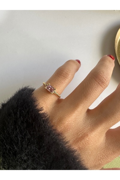 ringbox Gold Minik Pembe Renkli Çıtır Yüzük