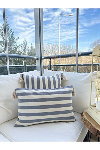 Decamor home Набір з 2 подушок з бавовняної тканини з смугастим візерунком, с...