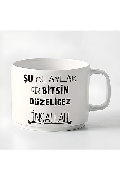 HobiShop 180 ml Double Turkish Coffee Cup and Espresso Bu Events - Inshallah