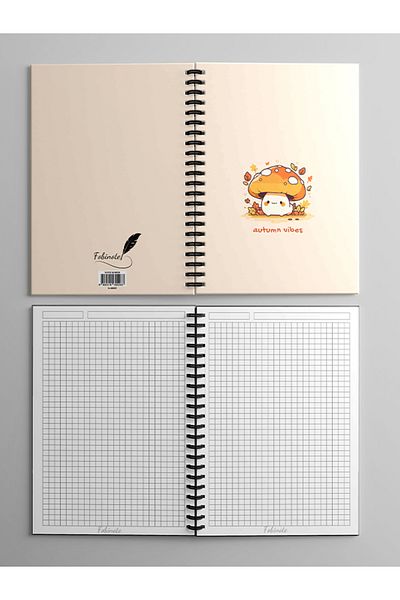 Fobinote Spiral School Notebook 80 Sheets (1 Piece) - A5 Size Checkered Notebook