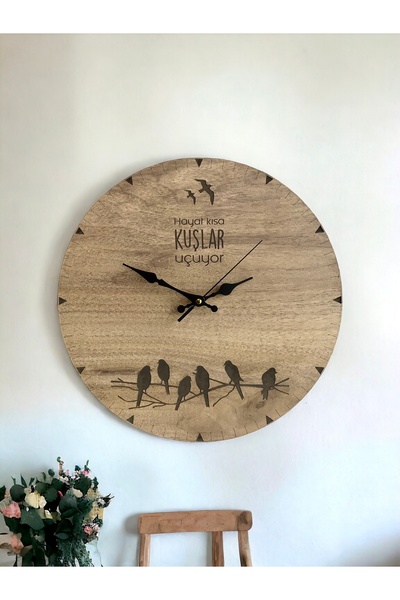tozluahşap Ahşap Kuşlu (Hayat Kısa Kuşlar Uçuyor) Minimalist Dekoratif Duvar ...