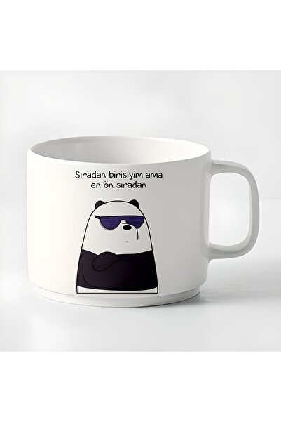 HobiShop Duble Türk Kahvesi Fincanı & Espresso Fincanı Panda Motto Küçük Kupa