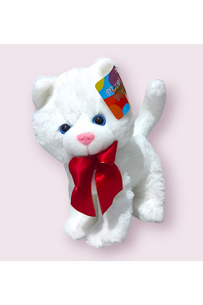 Brother Toys لعبة القطة القطيفة مع ربطة عنق مع صوت مواء 30 سم.