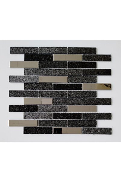 MozaiKristaL Mutfak Tezgah Arası Ve 23x98 Mm Siyah Sim, Krom Mix. Kristal Moz...